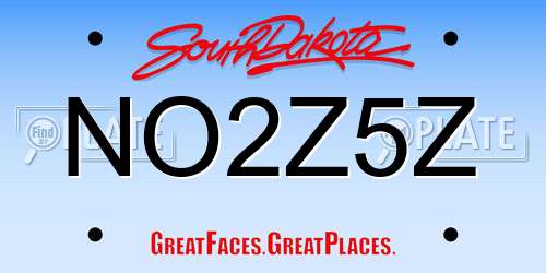NO2Z5Z South Dakota License Plate