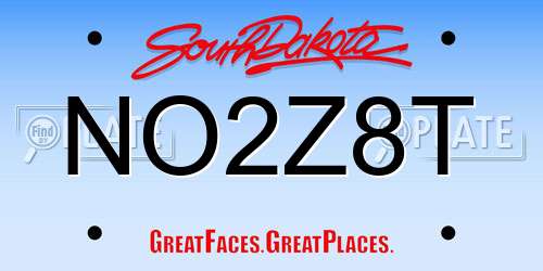 NO2Z8T South Dakota License Plate
