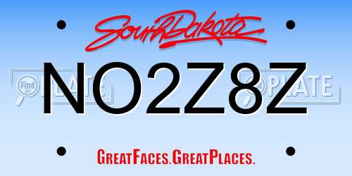 NO2Z8Z South Dakota License Plate