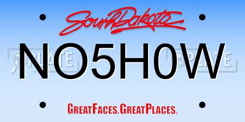 NO5H0W South Dakota License Plate