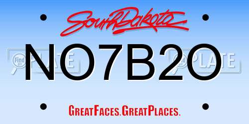 NO7B2O South Dakota License Plate