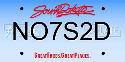 NO7S2D South Dakota License Plate