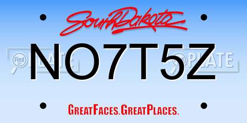 NO7T5Z South Dakota License Plate