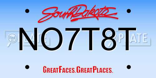 NO7T8T South Dakota License Plate
