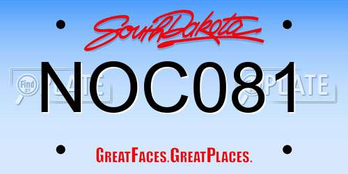NOC081 South Dakota License Plate