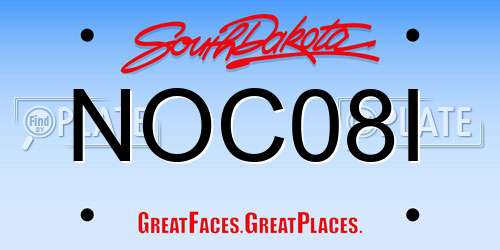 NOC08I South Dakota License Plate