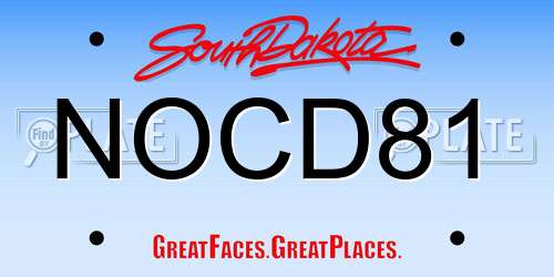 NOCD81 South Dakota License Plate