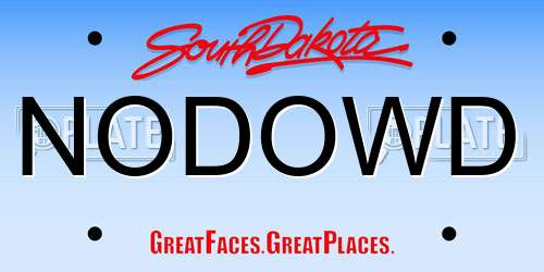 NODOWD South Dakota License Plate