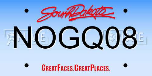 NOGQ08 South Dakota License Plate