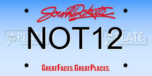 NOT12 South Dakota License Plate