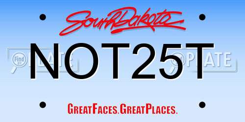 NOT25T South Dakota License Plate
