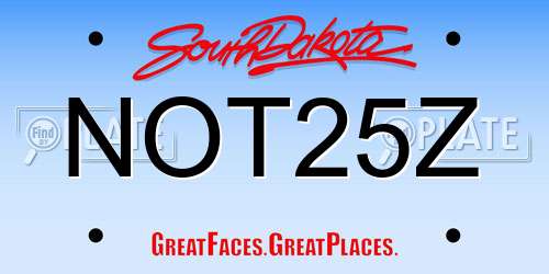 NOT25Z South Dakota License Plate