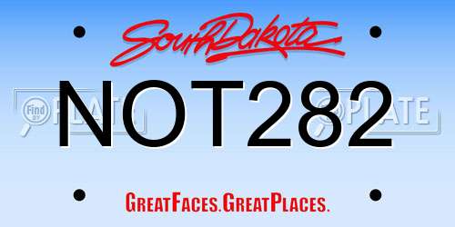 NOT282 South Dakota License Plate
