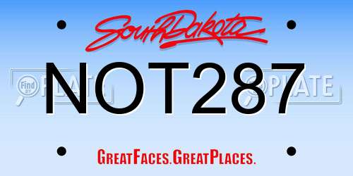 NOT287 South Dakota License Plate