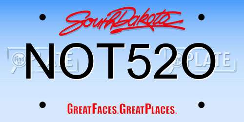 NOT52O South Dakota License Plate