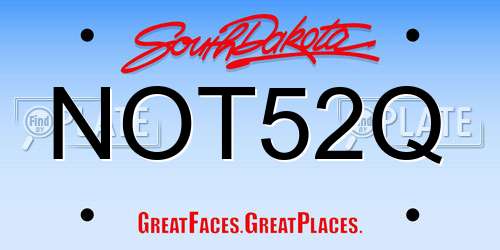 NOT52Q South Dakota License Plate