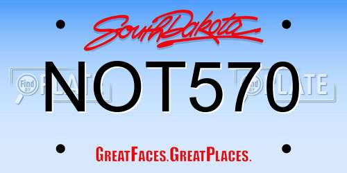 NOT570 South Dakota License Plate