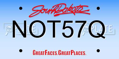 NOT57Q South Dakota License Plate