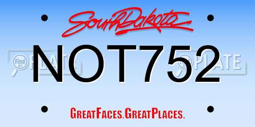 NOT752 South Dakota License Plate