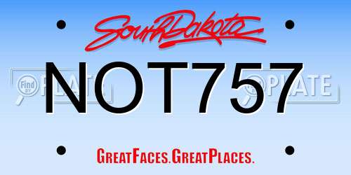 NOT757 South Dakota License Plate