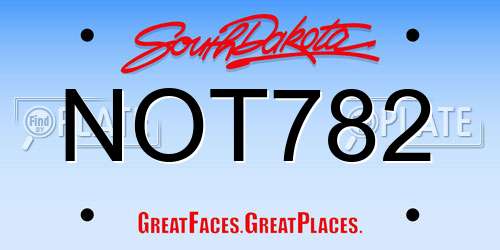 NOT782 South Dakota License Plate