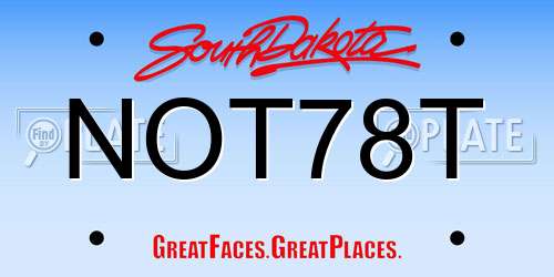 NOT78T South Dakota License Plate