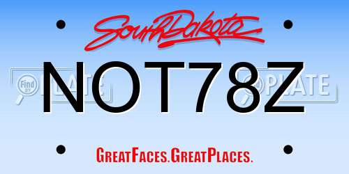 NOT78Z South Dakota License Plate