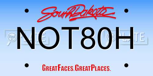 NOT80H South Dakota License Plate