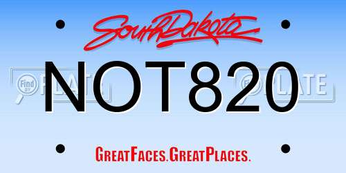NOT820 South Dakota License Plate