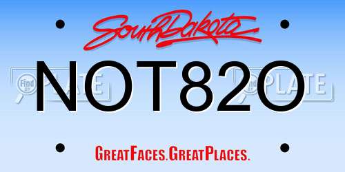 NOT82O South Dakota License Plate