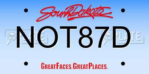 NOT87D South Dakota License Plate