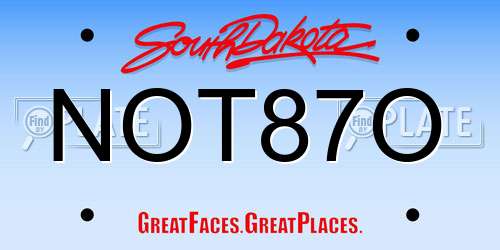 NOT87O South Dakota License Plate