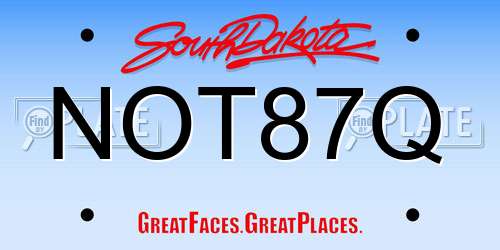NOT87Q South Dakota License Plate