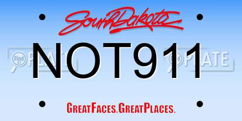 NOT911 South Dakota License Plate