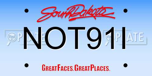 NOT91I South Dakota License Plate