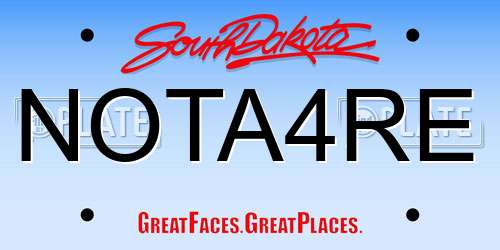 NOTA4RE South Dakota License Plate