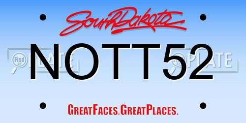 NOTT52 South Dakota License Plate
