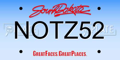 NOTZ52 South Dakota License Plate