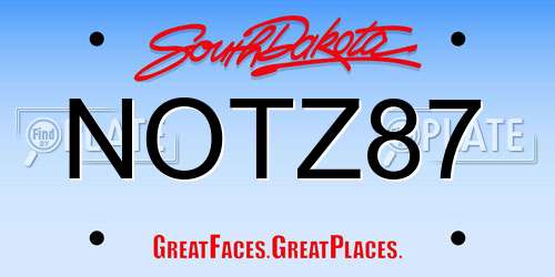 NOTZ87 South Dakota License Plate