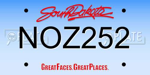 NOZ252 South Dakota License Plate