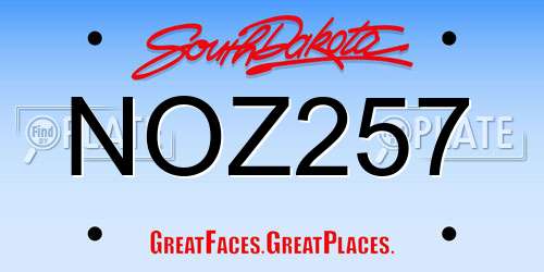 NOZ257 South Dakota License Plate