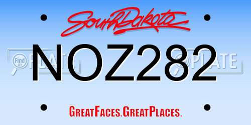 NOZ282 South Dakota License Plate