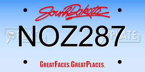NOZ287 South Dakota License Plate