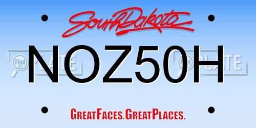 NOZ50H South Dakota License Plate