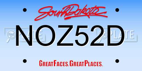 NOZ52D South Dakota License Plate