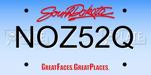 NOZ52Q South Dakota License Plate