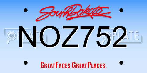 NOZ752 South Dakota License Plate