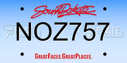 NOZ757 South Dakota License Plate
