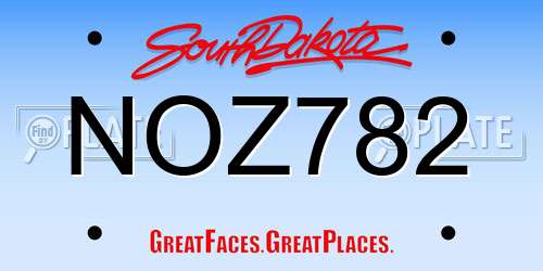 NOZ782 South Dakota License Plate