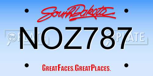 NOZ787 South Dakota License Plate